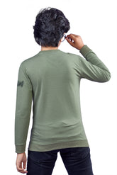 Olive Green Graphic Print Boys Full Sleeves T-Shirt